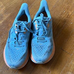 Hoka Vibrant Blue and Orange Athletic Shoes